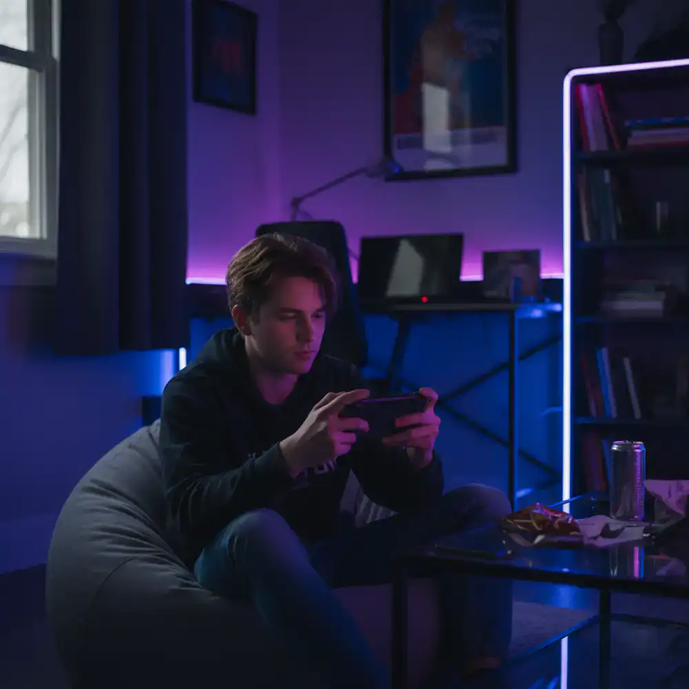 A casual gamer enjoying a session on their device